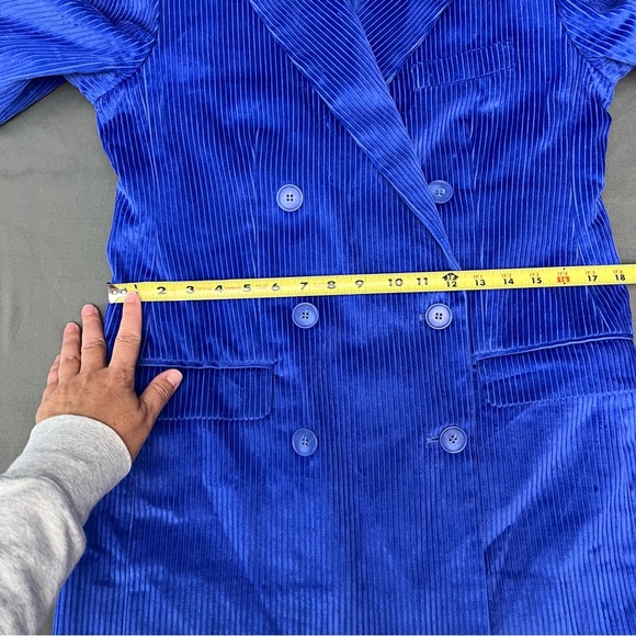 COS Royal Blue Double Breasted Corduroy Blazer Size 10 - Picture 10 of 11